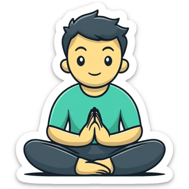 man sitting in lotus position on the ground sticker