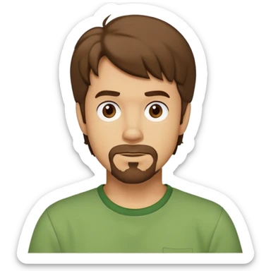 shaggy rogers brunette, with stubble goatee, brown eyes and green tshirt from scooby doo  sticker