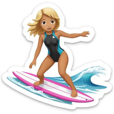 Girl surfing sticker