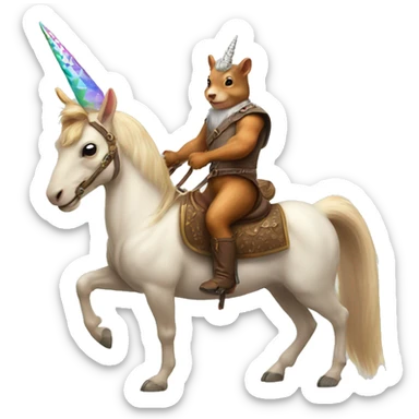 Squirrel riding a unicorn sticker