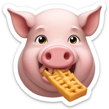 Pig eating  sticker