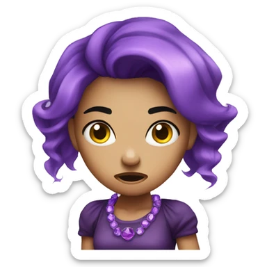 angry jewel girl with purple gem hair sticker