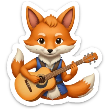 Kitsune with a nose ring playing a guitar sticker