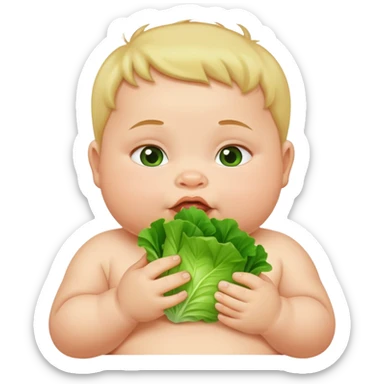 Fat baby eating lettuce sticker