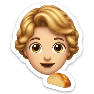 Tête petite fille avec 3 couettes qui mange un croissant  sticker