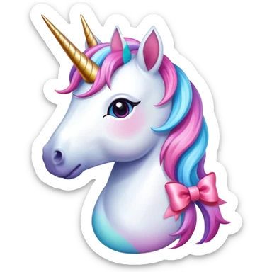 Unicorn with a bow sticker