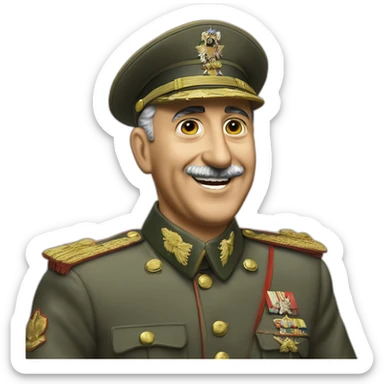 General Francisco Franco saludando sonriente, con el valle de los caidos de fondo sticker