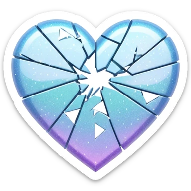 coração partido glitter branco sticker