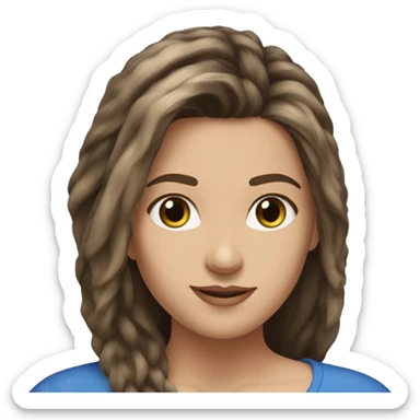 Brunette balayage long hair white women blue top sticker