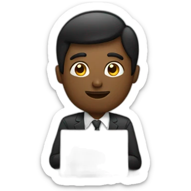 Homme noir travail ordinateur bureau sticker