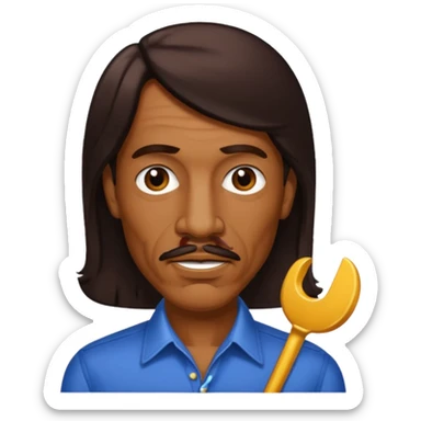 Ike Turner with dark brown hair sticker