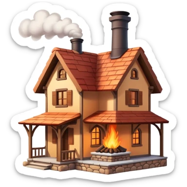 cozy house with a chimney sticker