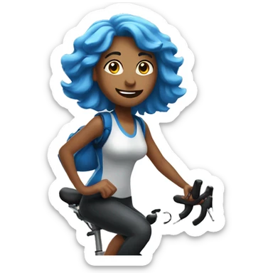 Girl with blue hair riding peloton bike  sticker