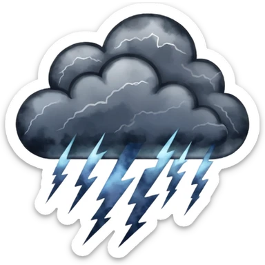 thunderstorm, watercolor art style sticker