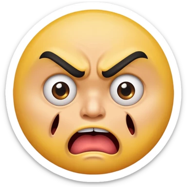 offended with mad eyebrows and open mouth normal yellow circle  sticker