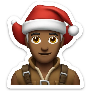 Fierce male ranger wearing santa hat sticker