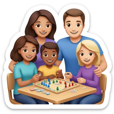 Family playing board games together at home sticker
