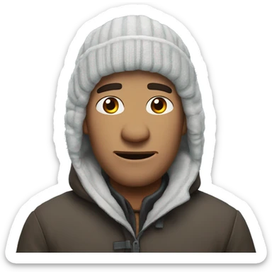 A man frozen from the cold with a text with this text (alaaaaaaask) sticker