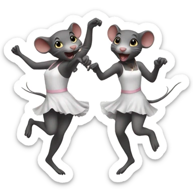 Two dancing rat girls together  sticker