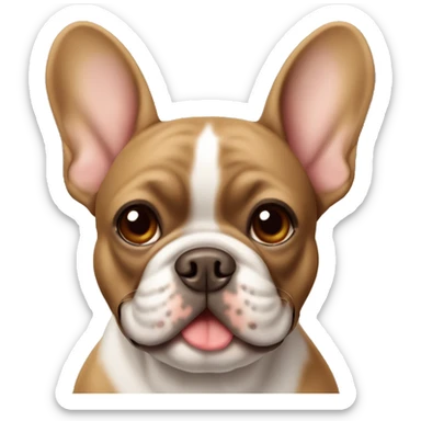 Brown French bulldog smiling with left ear folded sticker