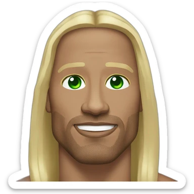 Dwayne Johnson with a White girl green eyes ans very long dark blond hair sticker