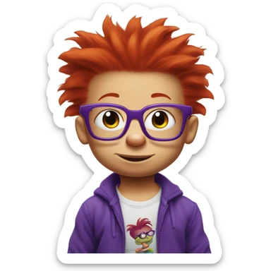 rugrats spike Redhead baby with purple square glasses sticker