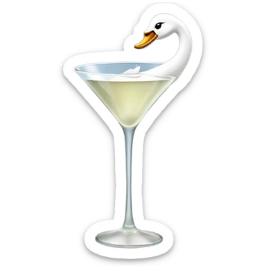 A martini with a swan and a bow sticker
