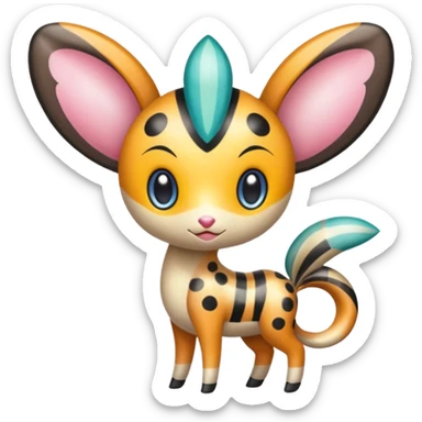 Colorful Exotic Tropical Striped Spotted Dotted dusted Glossy Shiny Meloetta-Vernid-Trico-Kirby-Fakémon-creature-hybrid sticker