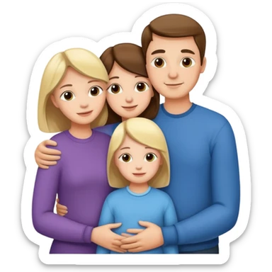 cute family, 2 parents and 2 children hugging sticker