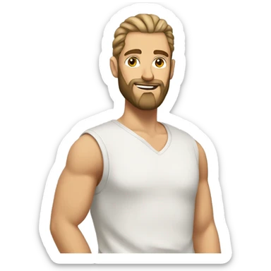 white man with man bun and beard with t shirt hazel eyes sticker