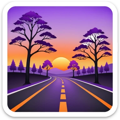 road with sunset sticker