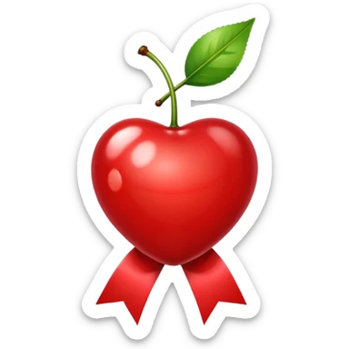 Red cherry with a red ribbon bow sticker