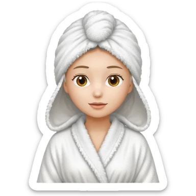 Women wearing shower robe an their hair with towel on head sticker
