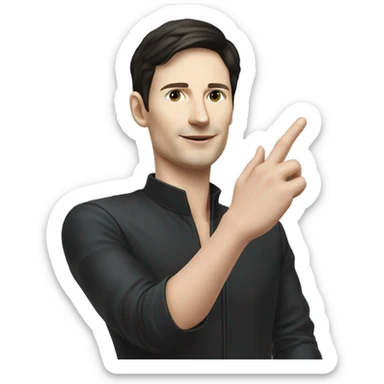 Pavel Durov stands and holds his hand extended to the side, as if he has something in his palm sticker