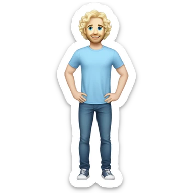 full body light curl blonde 30yo man blue eyed pale skin sticker