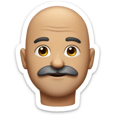 bald man with big bushy brown moustache and no glasses sticker