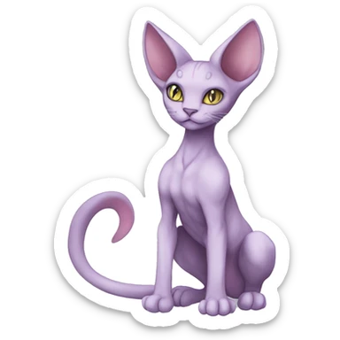 Anthro Mewtwo-Cat-Sphynx-FurSona-Fakemon Nebula Full Body sticker