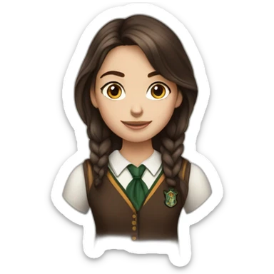 Fille brune aux yeux marron blanche de peau et avec une tenue de la maison serpentard dans Harry potter sticker