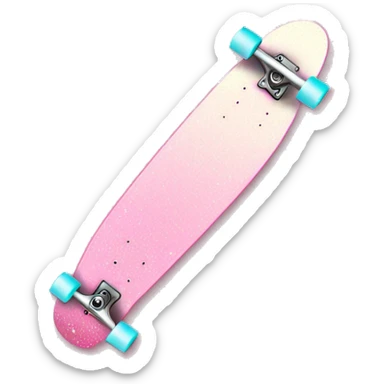 Pastel Pink Skateboard "A pastel pink skateboard with glowing wheels, sparkling decals, and a faint glittery trail following it as it moves." sticker