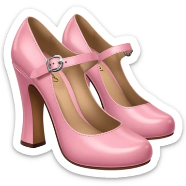 Has a rounded toe and a strap across the instep — one pink pair resembles this style.Mary Jane sticker