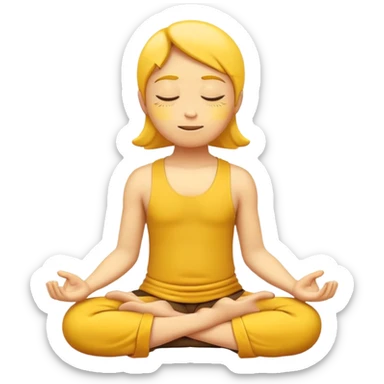 yellow emoji meditating, sitting cross-legged, peaceful expression sticker