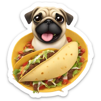 Pug eating tacos sticker