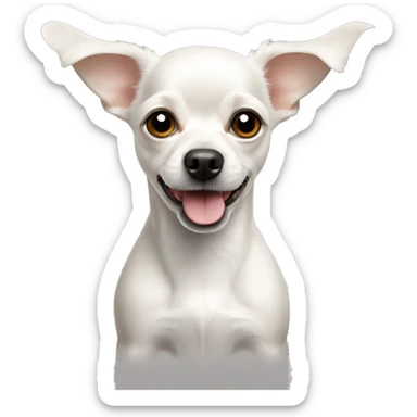 White Chihuahua poodle mix with pointy ears sticker