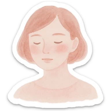 blush, watercolor effect, gentle pink tint, subtle facial expression sticker