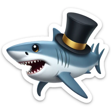 Shark with a top hat sticker
