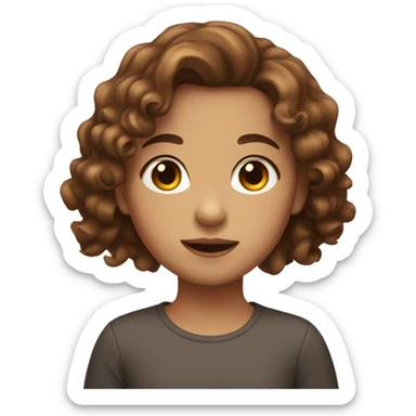 A girl with brown wavy hair, brown eyes  sticker