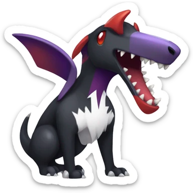 Black Cool Edgy Nargacuga-Houndoom-Garchomp-Noivern Fakémon  with White and Red and purple and black Edgy markings sticker