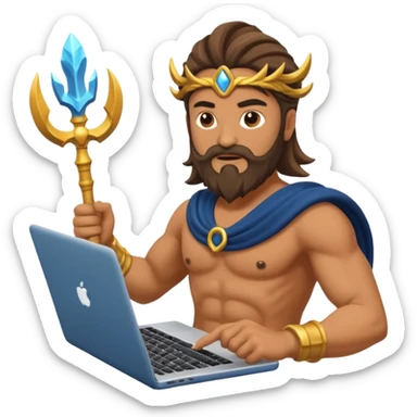 Poseidon with laptop sticker