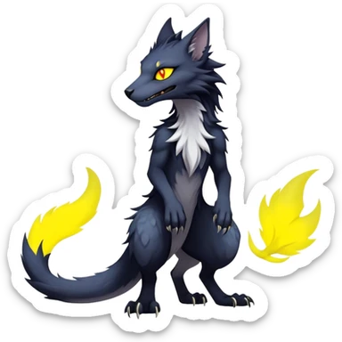 dark cool edgy fantasy feline-vernid-sergal-fursona animal creature with a tufted tail full body sticker