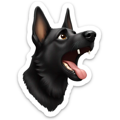 A black German shepherd barking sticker